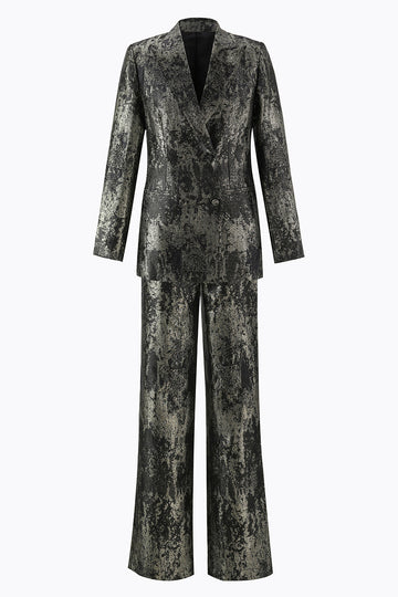 Black and Gold 2 Piece Peak Lapel Double Breasted Women's Prom Suit